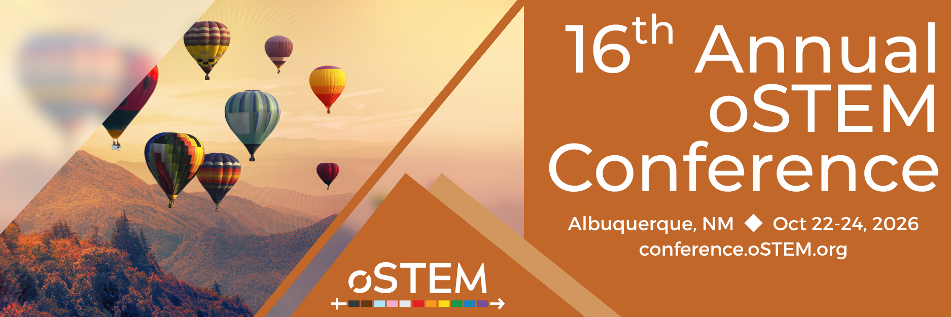 Banner for the 16th Annual oSTEM Conference, from October 16-18 in Albuquerque, NM.